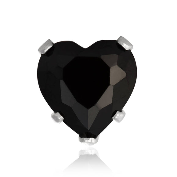EZ-2200-B Heart CZ Stud Earrings 6mm - Black | Teeda