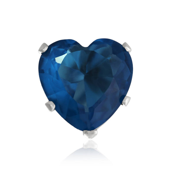 EZ-2200-BZ Heart CZ Stud Earrings 6mm - Blue Zircon | Teeda