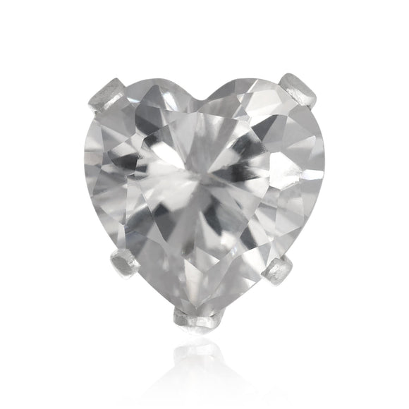 EZ-2200-C Heart CZ Stud Earrings 6mm - Clear | Teeda