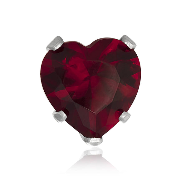 EZ-2200-GG Heart CZ Stud Earrings 6mm - Garnet | Teeda