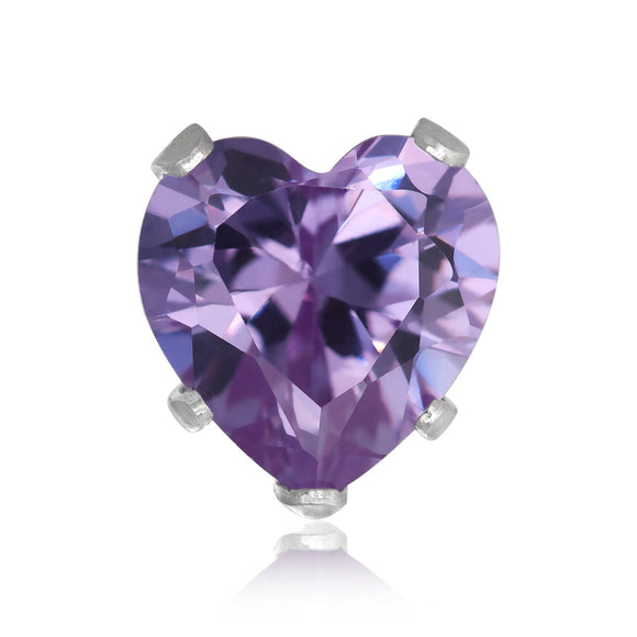 EZ-2200-L Heart CZ Stud Earrings 6mm - Lavender | Teeda