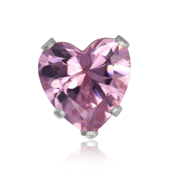 EZ-2200-P Heart CZ Stud Earrings 6mm - Pink | Teeda