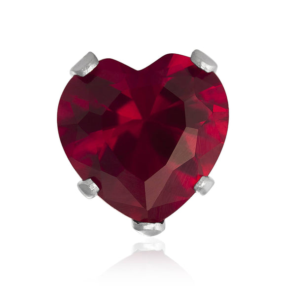 EZ-2200-SR Heart CZ Stud Earrings 6mm - Ruby | Teeda