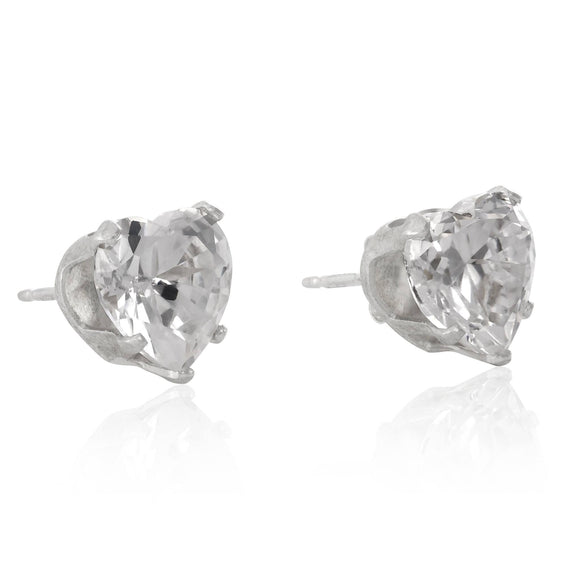 EZ-2200 Heart CZ Stud Earrings 6mm | Teeda