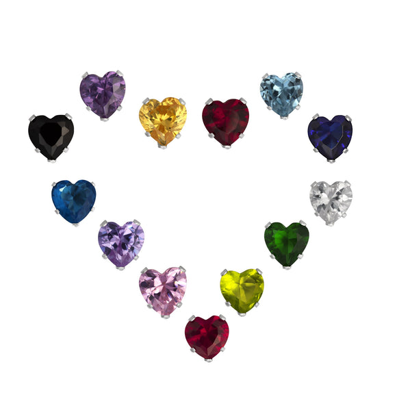 EZ-2200 Heart CZ Stud Earrings 6mm