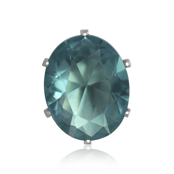 EZ-2230-AQ Oval CZ Stud Earrings 8X6mm - Aqua | Teeda