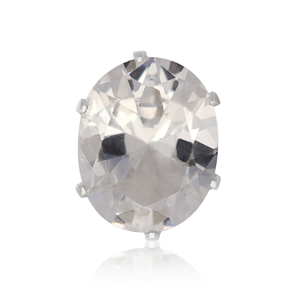 EZ-2230-C Oval CZ Stud Earrings 8X6mm - Clear | Teeda