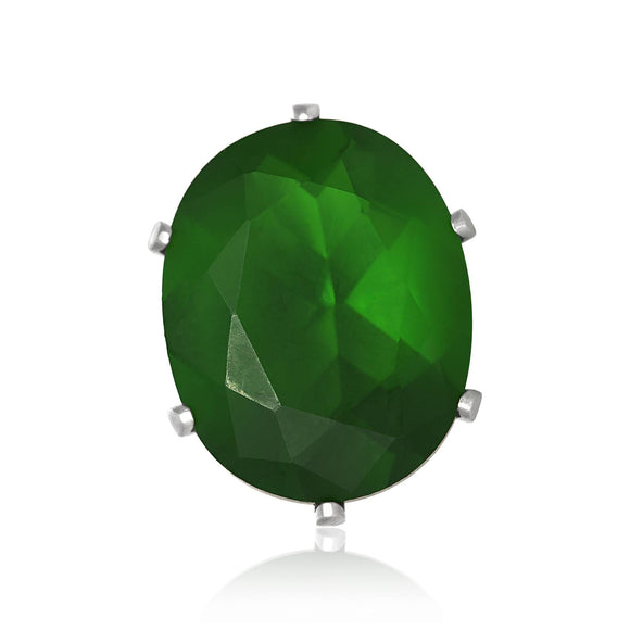 EZ-2230-E Oval CZ Stud Earrings 8X6mm - Emerald | Teeda