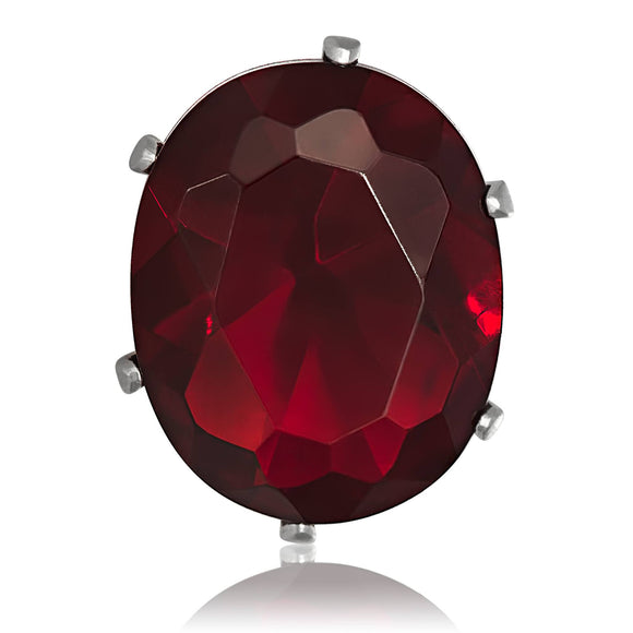 EZ-2230-GG Oval CZ Stud Earrings 8X6mm - Garnet | Teeda