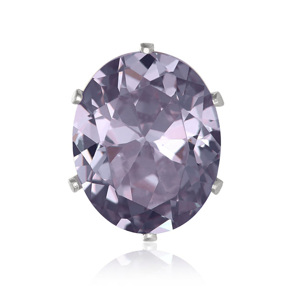 EZ-2230-L Oval CZ Stud Earrings 8X6mm - Lavender | Teeda