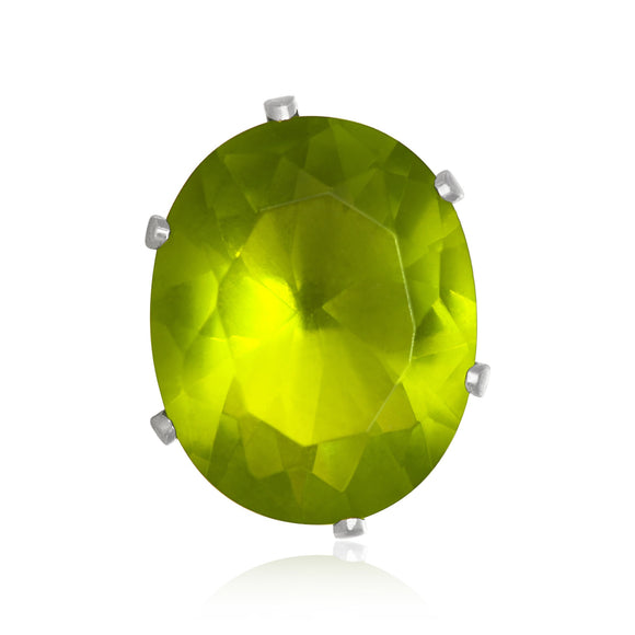 EZ-2230-PE Oval CZ Stud Earrings 8X6mm - Peridot | Teeda