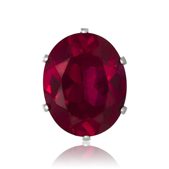 EZ-2230-SR Oval CZ Stud Earrings 8X6mm - Ruby | Teeda