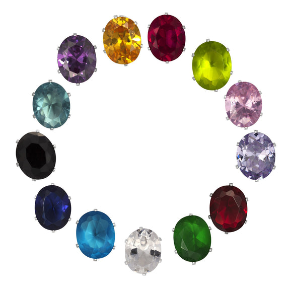 EZ-2230 Oval CZ Stud Earrings 8x6mm