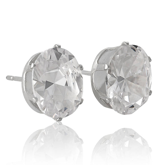 EZ-2230 Oval CZ Stud Earrings 8x6mm | Teeda