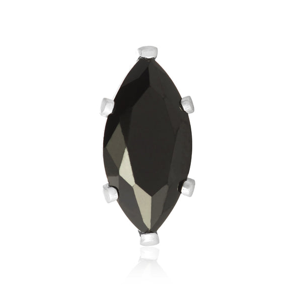 EZ-2310-B Marquise CZ Stud Earrings 6X3mm - Black | Teeda