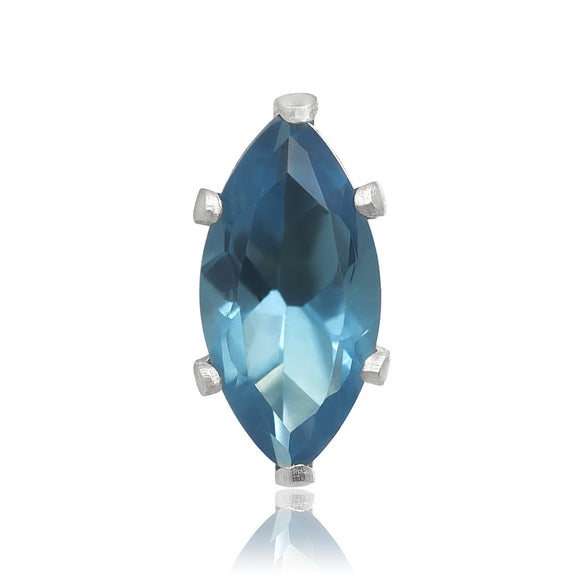 EZ-2310-BZ Marquise CZ Stud Earrings 6X3mm - Blue Zircon | Teeda