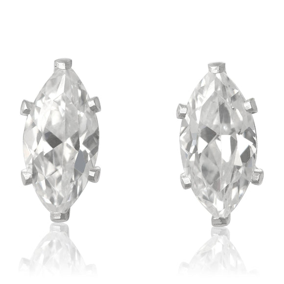 EZ-2310-C Marquise CZ Stud Earrings 6X3mm - Clear | Teeda