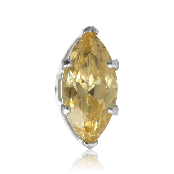 EZ-2310-Y Marquise CZ Stud Earrings 6X3mm - Yellow Citrine | Teeda