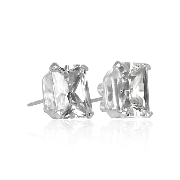 EZ-2360 Emerald Cut CZ Stud Earrings 5x3mm | Teeda