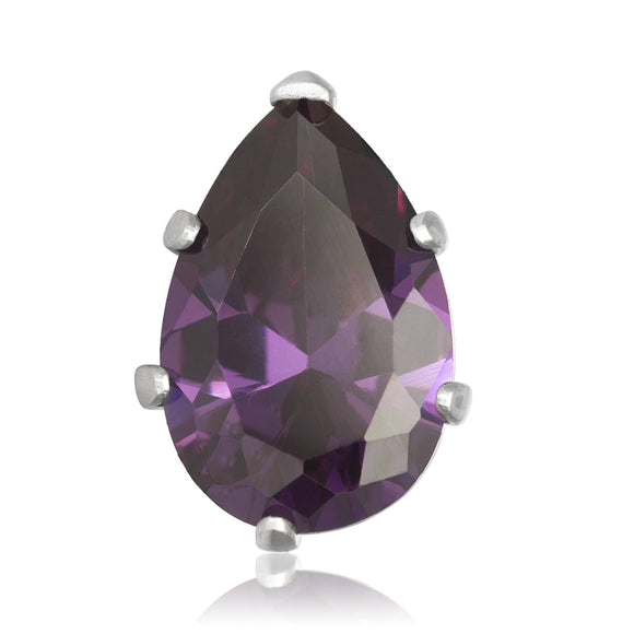 EZ-2420-AM Pear CZ Stud Earrings 6X4mm - Amethyst | Teeda