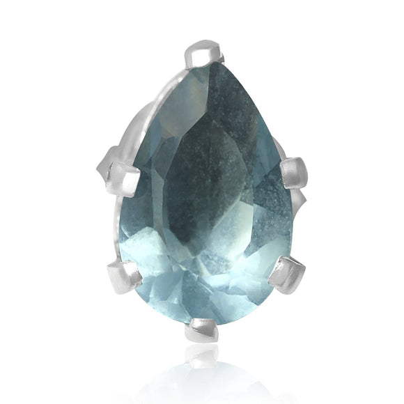 EZ-2420-AQ Pear CZ Stud Earrings 6X4mm - Aqua | Teeda