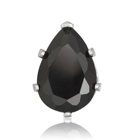 EZ-2420-B Pear CZ Stud Earrings 6X4mm - Black | Teeda