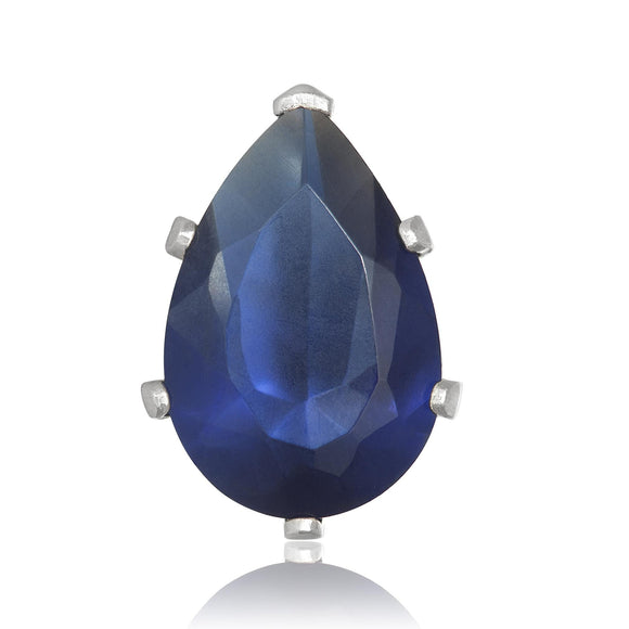 EZ-2420-BS Pear CZ Stud Earrings 6X4mm - Blue Sapphire | Teeda