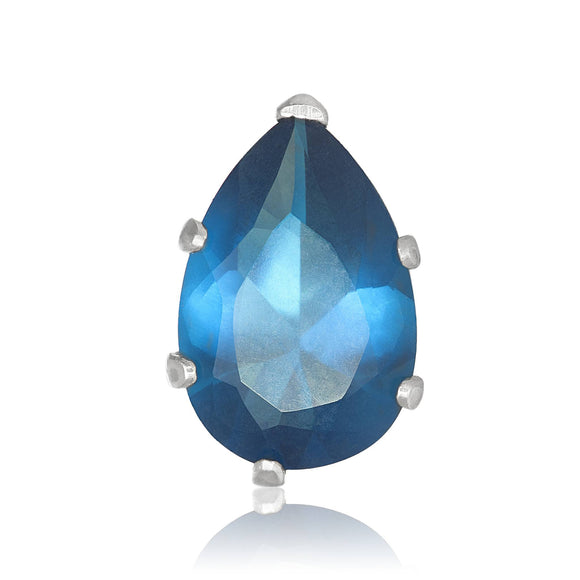 EZ-2420-BZ Pear CZ Stud Earrings 6X4mm - Blue Zircon | Teeda