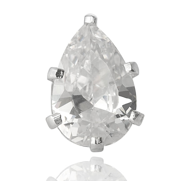 EZ-2420-C Pear CZ Stud Earrings 6X4mm - Clear | Teeda