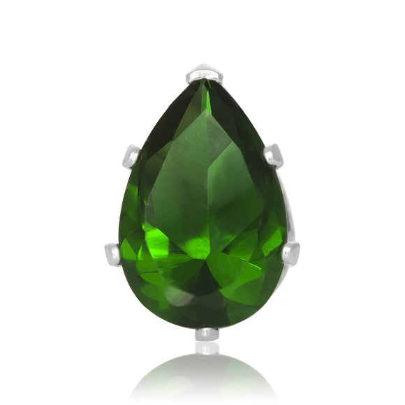 EZ-2420-E Pear CZ Stud Earrings 6X4mm - Emerald | Teeda
