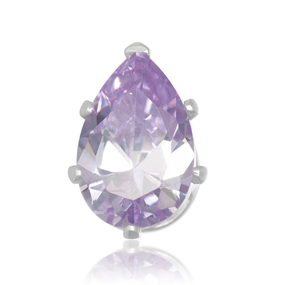 EZ-2420-L Pear CZ Stud Earrings 6X4mm - Lavender | Teeda