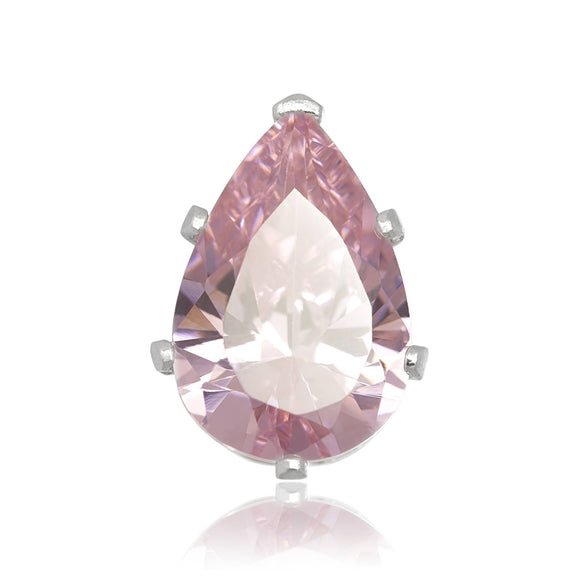 EZ-2420-P Pear CZ Stud Earrings 6X4mm - Pink | Teeda