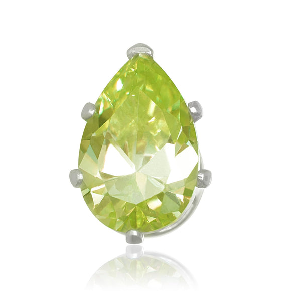 EZ-2420-PE Pear CZ Stud Earrings 6X4mm - Peridot | Teeda
