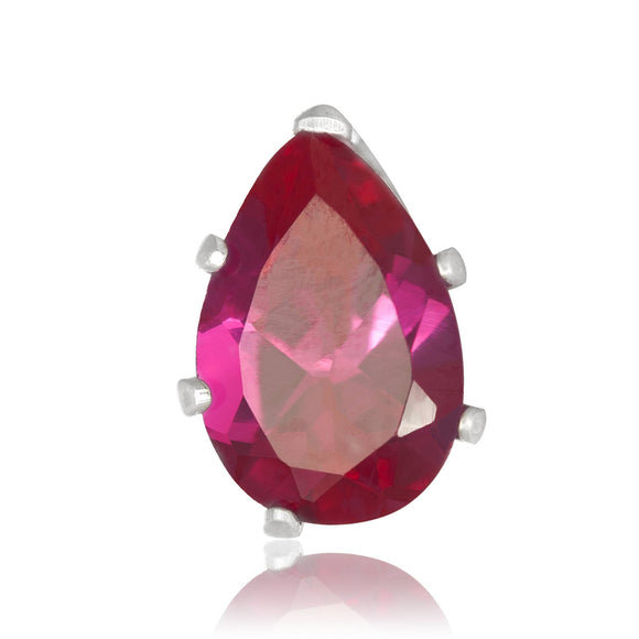 EZ-2420-SR Pear CZ Stud Earrings 6X4mm - Ruby | Teeda
