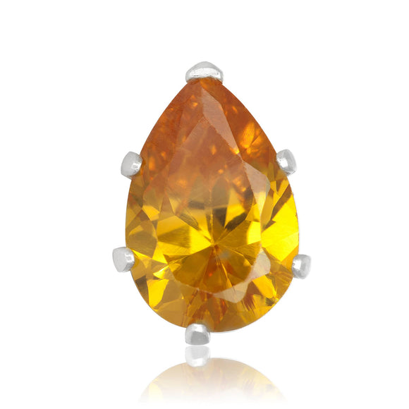 EZ-2420-Y Pear CZ Stud Earrings 6X4mm - Yellow Citrine | Teeda
