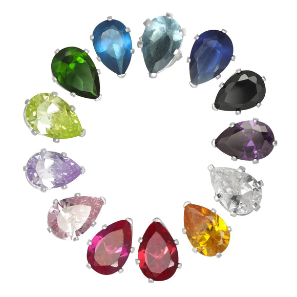 EZ-2420 Pear CZ Stud Earrings 6x4mm