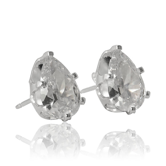 EZ-2420 Pear CZ Stud Earrings 6x4mm | Teeda