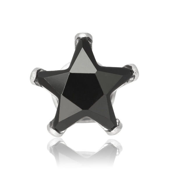 EZ-2470-B Star CZ Stud Earrings 4mm - Black | Teeda