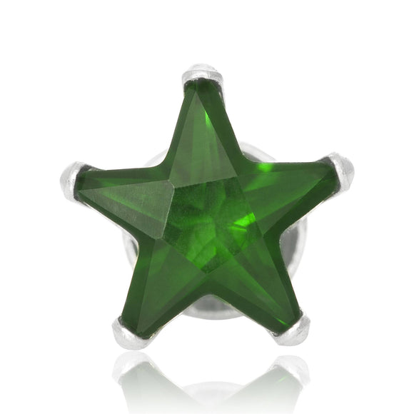 EZ-2470-E Star CZ Stud Earrings 4mm - Emerald | Teeda