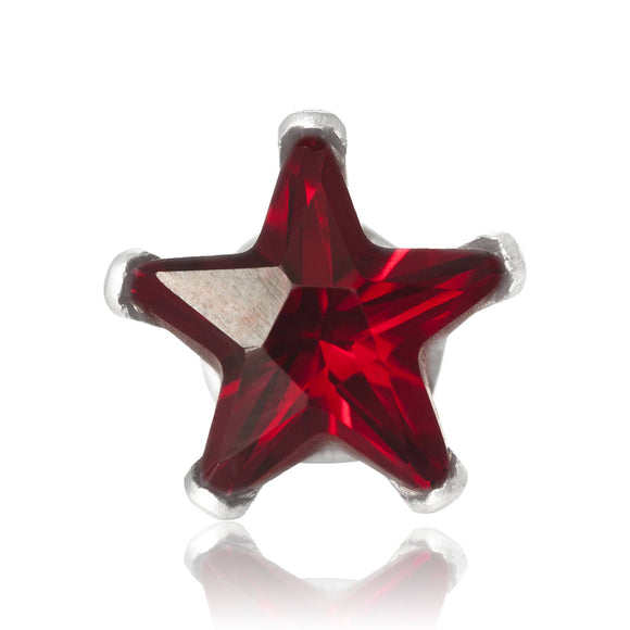 EZ-2470-GG Star CZ Stud Earrings 4mm - Garnet | Teeda