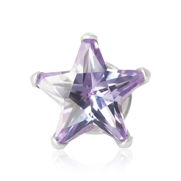 EZ-2470-L Star CZ Stud Earrings 4mm - Lavender | Teeda