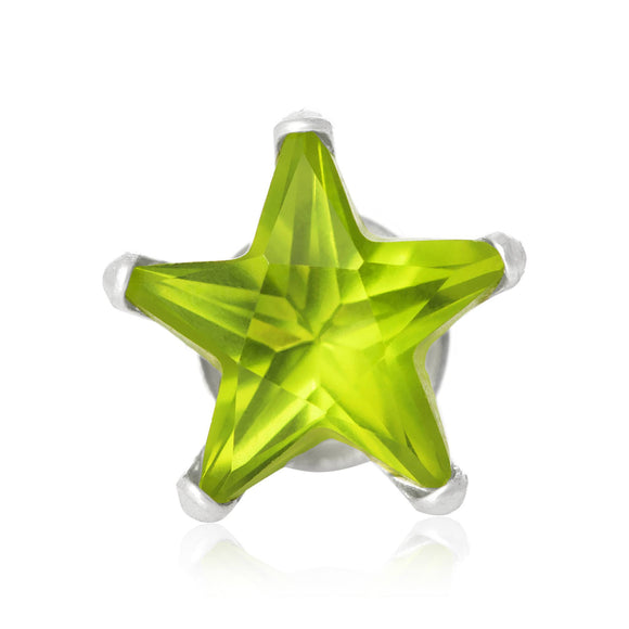 EZ-2470-PE Star CZ Stud Earrings 4mm - Peridot | Teeda