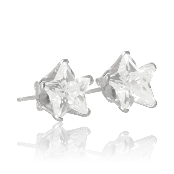 EZ-2470 Star CZ Stud Earrings 4mm | Teeda
