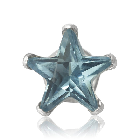 EZ-2480-AQ Star CZ Stud Earrings 5mm - Aqua | Teeda