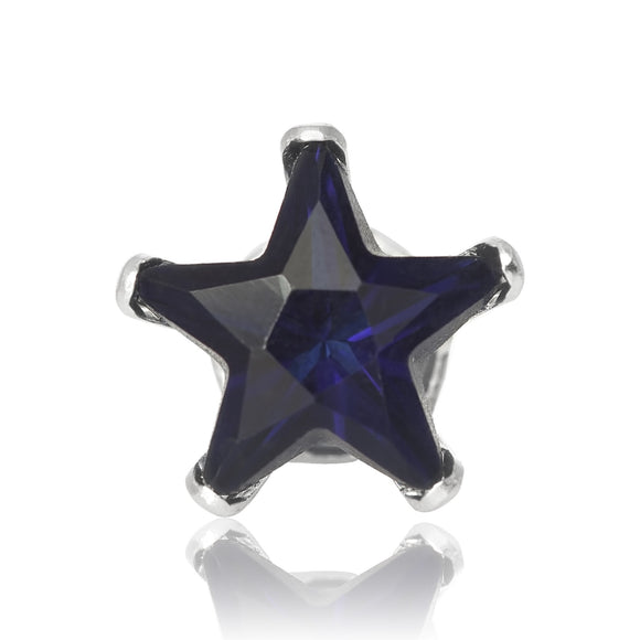 EZ-2480-BS Star CZ Stud Earrings 5mm - Blue Sapphire | Teeda