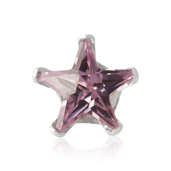 EZ-2480-P Star CZ Stud Earrings 5mm - Pink | Teeda