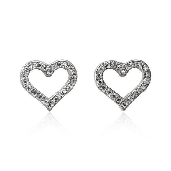 EZ-7026 Open Heart Cubic Zirconia Earrings | Teeda