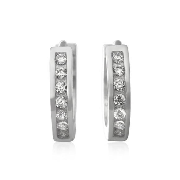 EZ-7036 Channel Set CZ Huggie Earrings