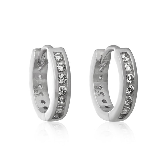 EZ-7036 Channel Set CZ Huggie Earrings | Teeda