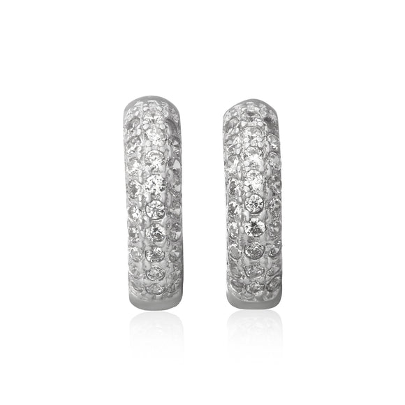 EZ-7046 Pavé Set CZ Huggie Earrings